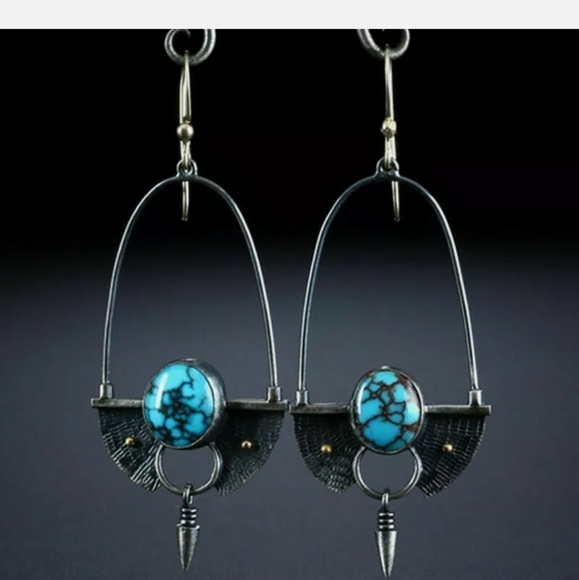 Vintage 925 Silver Ear Hook Dangle Drop Earrings - Picture 5 of 5